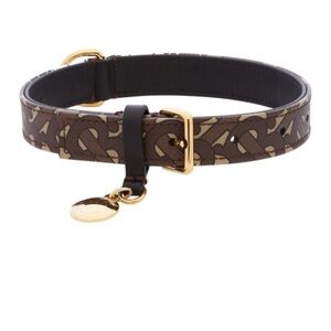 Burberry Brown TB Monogram Dog Collar with Gold Hardware